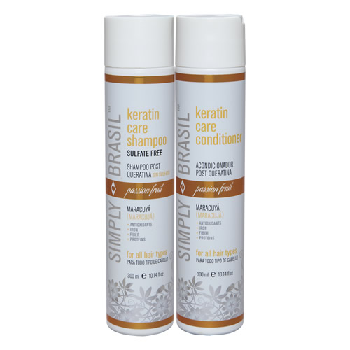 Simply Brasil Keratin Care Sulfate Free Shampoo and Conditioner, 300 ml